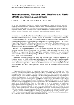 Television News, Mexico`s 2000 Elections and Media Effects in