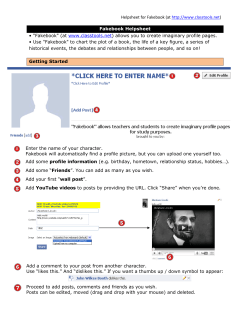 Helpsheet for Fakebook (at http://www.classtools.net) Fakebook