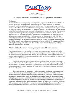 The FairTax lowers the true cost of a new U.S. produced automobile