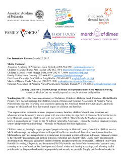 For Immediate Release - Children`s Defense Fund