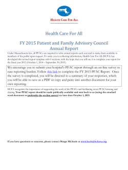 Health Care For All FY 2015 Patient and Family Advisory Council