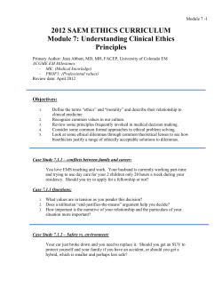 2012 SAEM ETHICS CURRICULUM Module 7: Understanding
