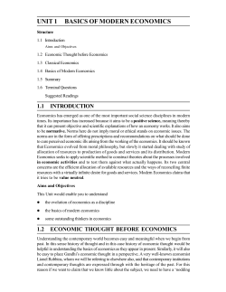 UNIT 1 BASICS OF MODERN ECONOMICS