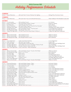 Holiday Performance Schedule