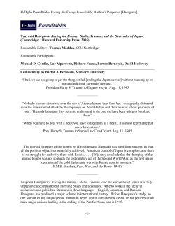 Racing the Enemy Roundtable, Author`s Response [Hasegawa]