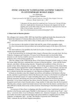 finnic and baltic nationalities as ethnic