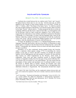 Assyria and Syria: Synonyms - Journal of Assyrian Academic Studies