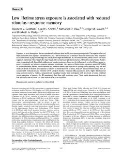Low lifetime stress exposure is associated with reduced stimulus