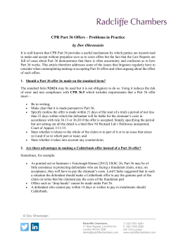 CPR Part 36 Offers &ndash; Problems in Practice by Dov Ohrenstein