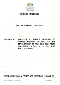 TERMS OF REFERENCE CIPC BID NUMBER: 14/2016/2017