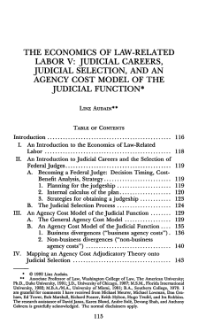 The Economics of Law-Related Labor v: Judicial Careers, Judicial