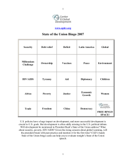 State of the Union Bingo Cards - Center For Global Development