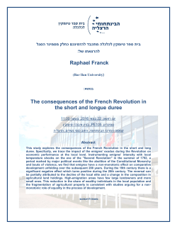 Raphael Franck The consequences of the French Revolution in the