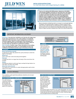 INSTALLATION INSTRUCTIONS for Vinyl Patio Doors - Jeld-Wen