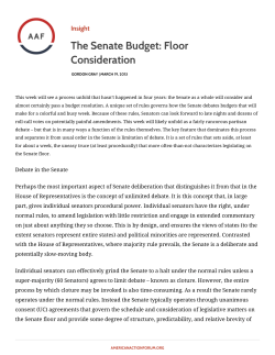 The Senate Budget: Floor Consideration