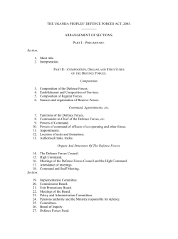 THE UGANDA PEOPLES` DEFENCE FORCES ACT, 2005.