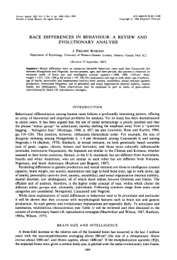 race differences in behaviour: a review and evolutionary analysis
