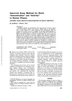 Improved Assay Methods for Renin "Concentration" and "Activity" in
