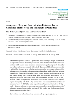 Annoyance, Sleep and Concentration Problems due