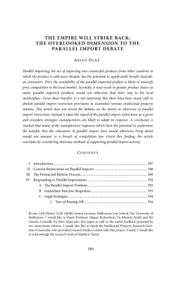 the overlooked dimension to the parallel import debate