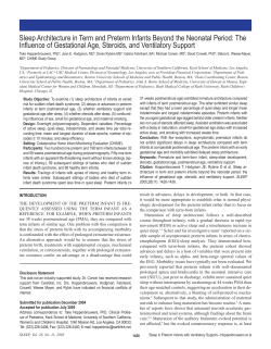 Sleep Architecture in Term and Preterm Infants Beyond the Neonatal