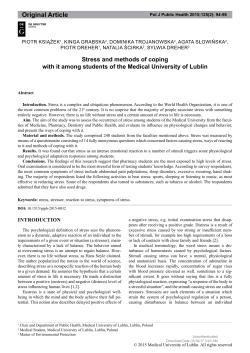 Stress and methods of coping with it among students of the Medical