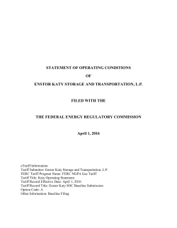 STATEMENT OF OPERATING CONDITIONS OF ENSTOR KATY