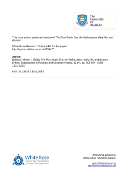 The Post-Stalin Era: de-Stalinization, daily life, and dissent