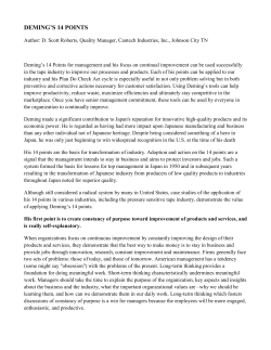 deming`s 14 points - Pressure Sensitive Tape Council