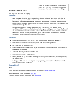 Introduction to Excel