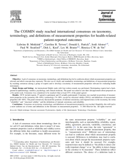 The COSMIN study reached international consensus on taxonomy