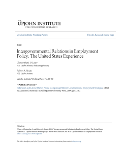 Intergovernmental Relations in Employment Policy