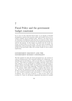 7 Fiscal Policy and the government budget constraint