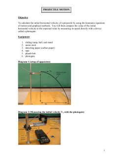 1 Objective To calculate the initial horizontal velocity of a projectile