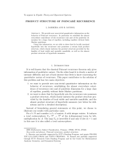 PRODUCT STRUCTURE OF POINCARÉ RECURRENCE 1