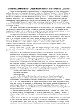 The Wording of the Nicene Creed Recommended to Ecumenical