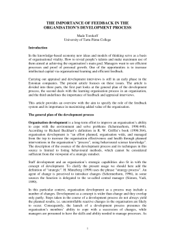 The Importance of Feedback in the Organisation`s Development