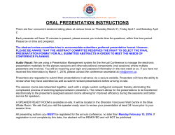 2016 Oral Presentation Instructions and Assignments