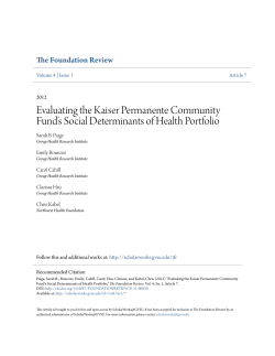 Evaluating the Kaiser Permanente Community Fund`s Social