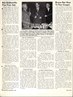 Bronze Si:ar Goes Bob Goldswori:hy Free From Japs To Four Cougars