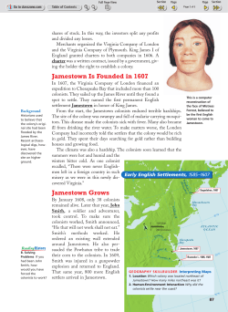 Jamestown Is Founded in 1607 Jamestown Grows