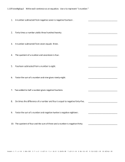 1.13TransAlgEqu2 Write each sentence as an equation. Use x to