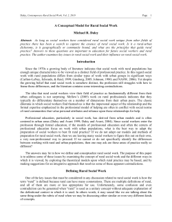 A Conceptual Model for Rural Social Work Michael R. Daley