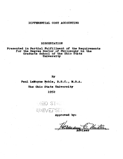 DIFFERENTIAL COST ACCOUNTING DISSERTATION Presented In