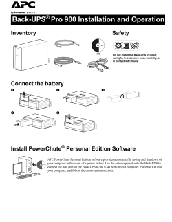 Back-UPS Pro 900 Installation and Operation