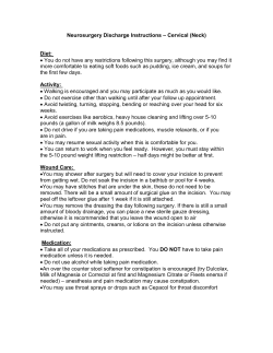 Neurosurgery Discharge Instructions &ndash; Cervical (Neck)