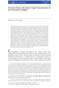 Everyone Knows the Game: Legal Consciousness in the Hawaiian