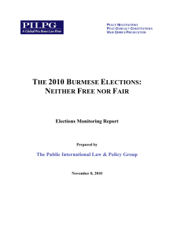 PILPG Burma Elections Monitoring Report 8 November 2010