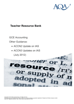 A-level Accounting Teacher guide Teacher guide: Updates on