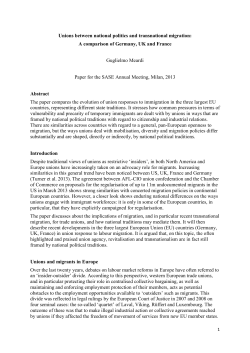 Unions between national politics and transnational migration: A